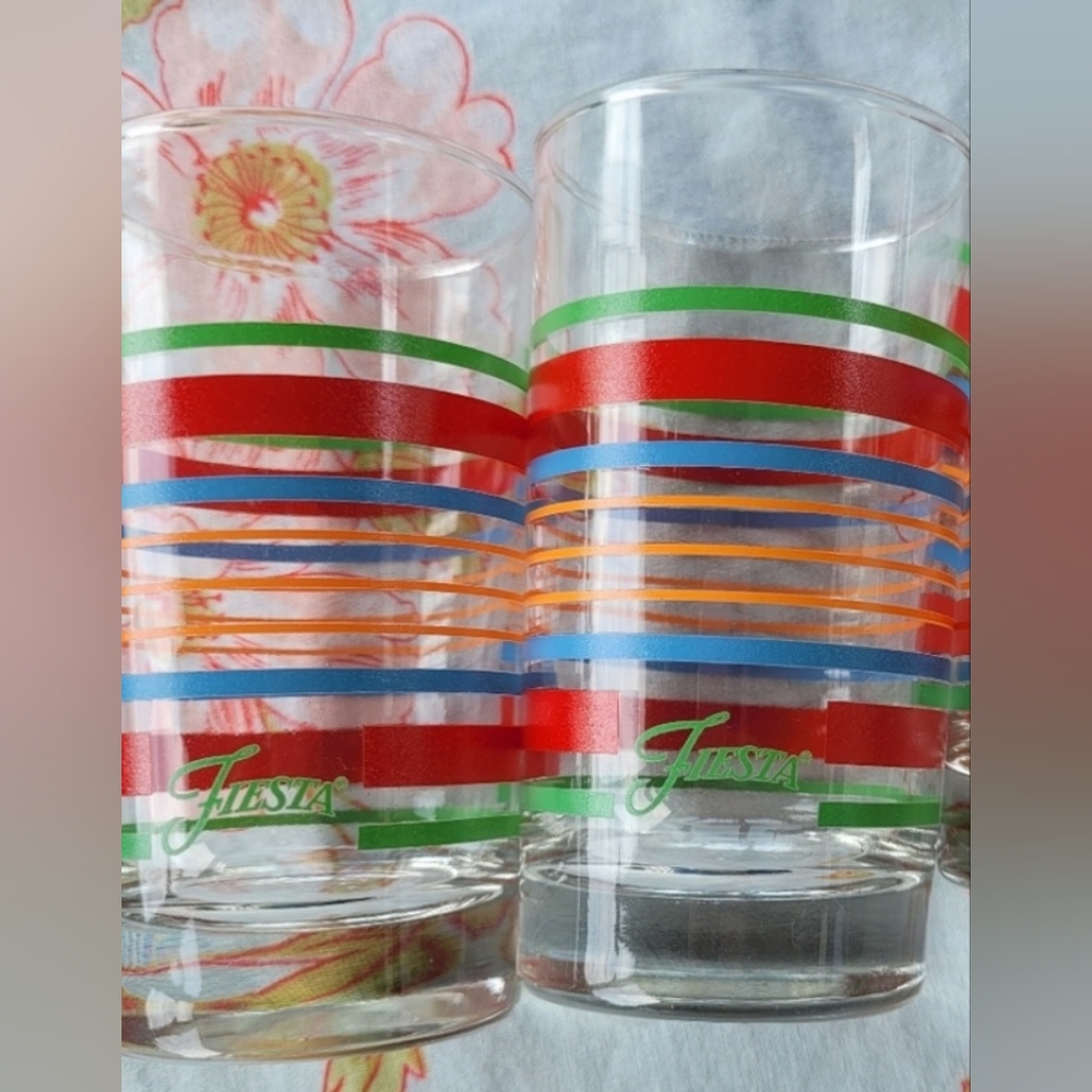 Fiesta Striped Mambo Juice Glasses, lot of TWO (2) - Picture 2 of 4